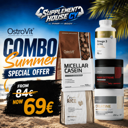 OstroVit Micellar Casein 700 g + OstroVit Cream of Rice 1000 g + OstroVit Creatine Monohydrate Creapure 250 g +OstroVit Pump Extreme 300 g + OstroVit Omega 3 Ultra 90 capsules